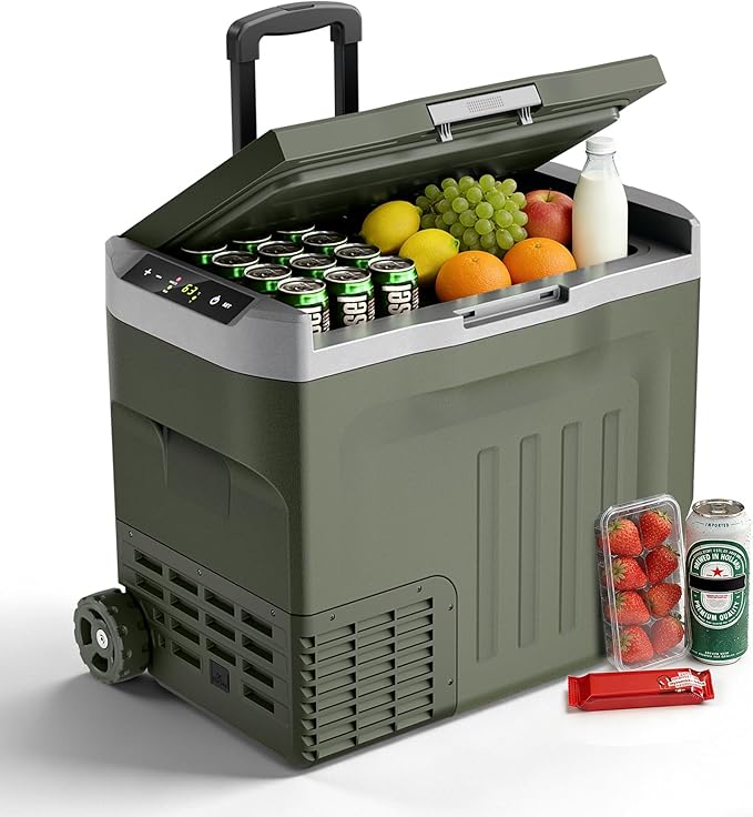12V Portable Refrigerator, 42 Quart Dual-Voltage 12V/24V DC Car Cooler