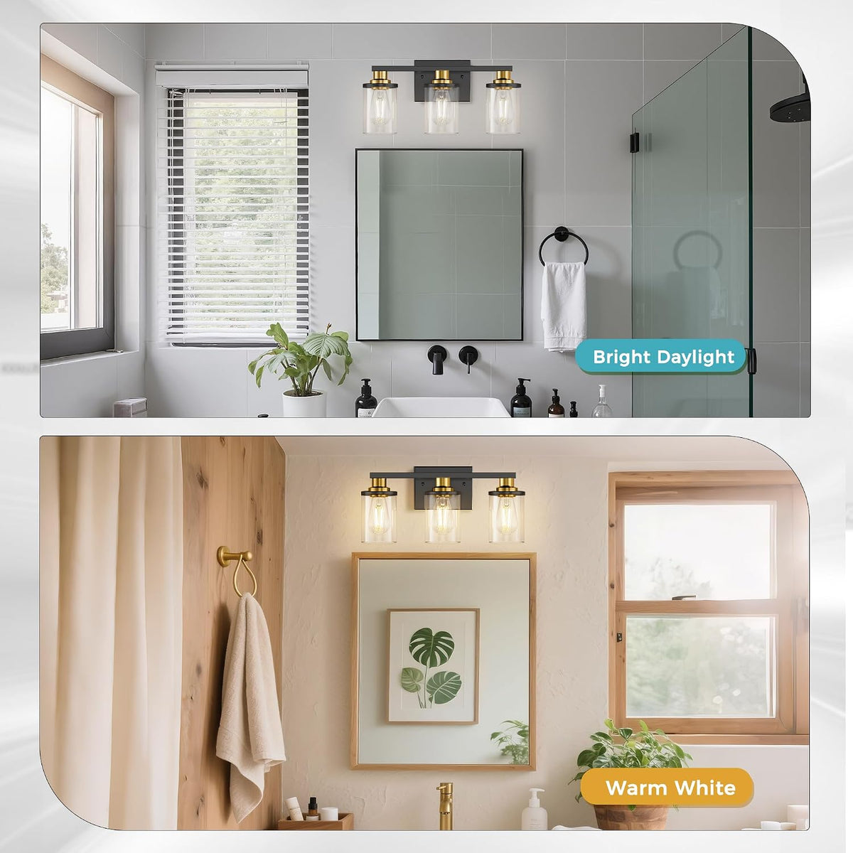 DORESshop Bathroom Light Fixtures Over Mirror, Black and Gold Vanity Lights