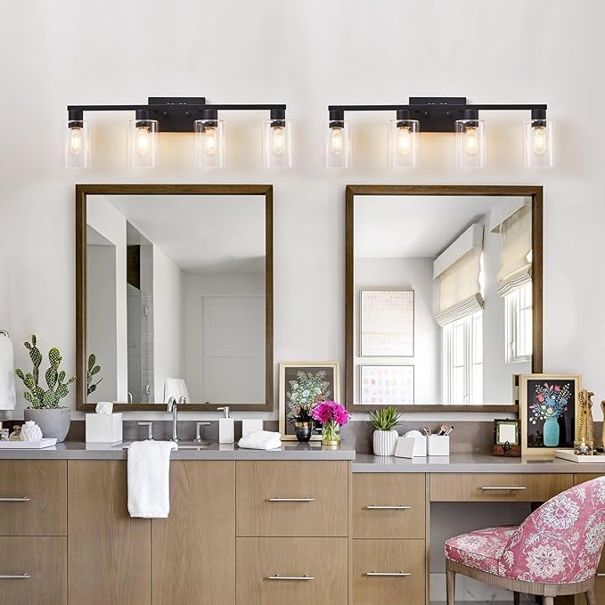 SOPEAS 4 Light Bathroom Vanity Light Fixtures, Bathroom Lighting Fixtures Over