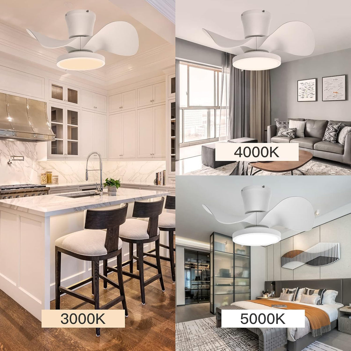 ocioc Quiet Ceiling Fan with LED Light 22 inch Large Air Volume Remote Contro...