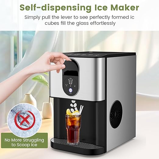 COSTWAY Self Dispensing Nugget Ice Maker Countertop, 56 Lbs/24H Soft Chewable