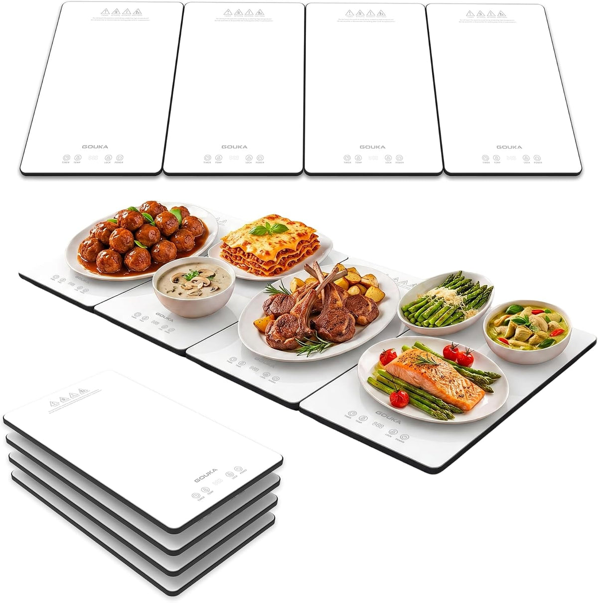 GOUKA Food Warmer Trays for Parties Buffet, Sizzling Ham & Mashed Potatoes