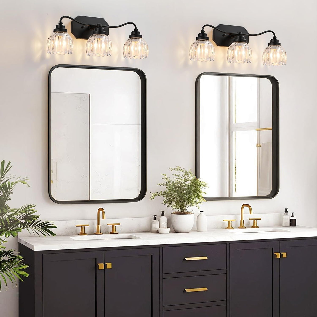 Vintage 3 Light Vanity Lights,Black Matte Antique Finish