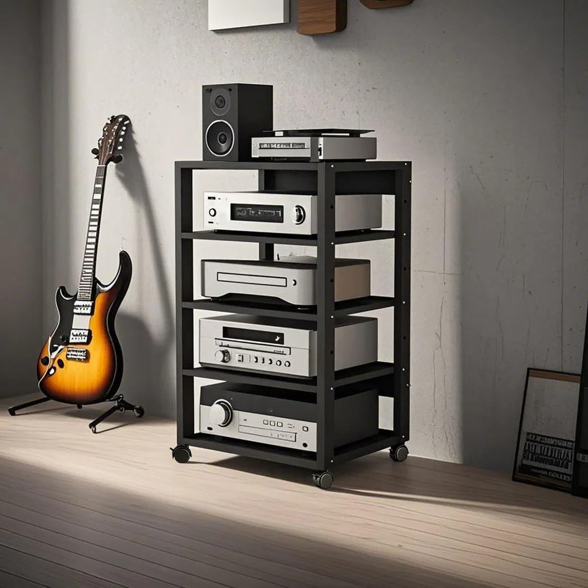 5 Tier AV Media Stand, Audio Rack Tower Stereo Components Cabinet