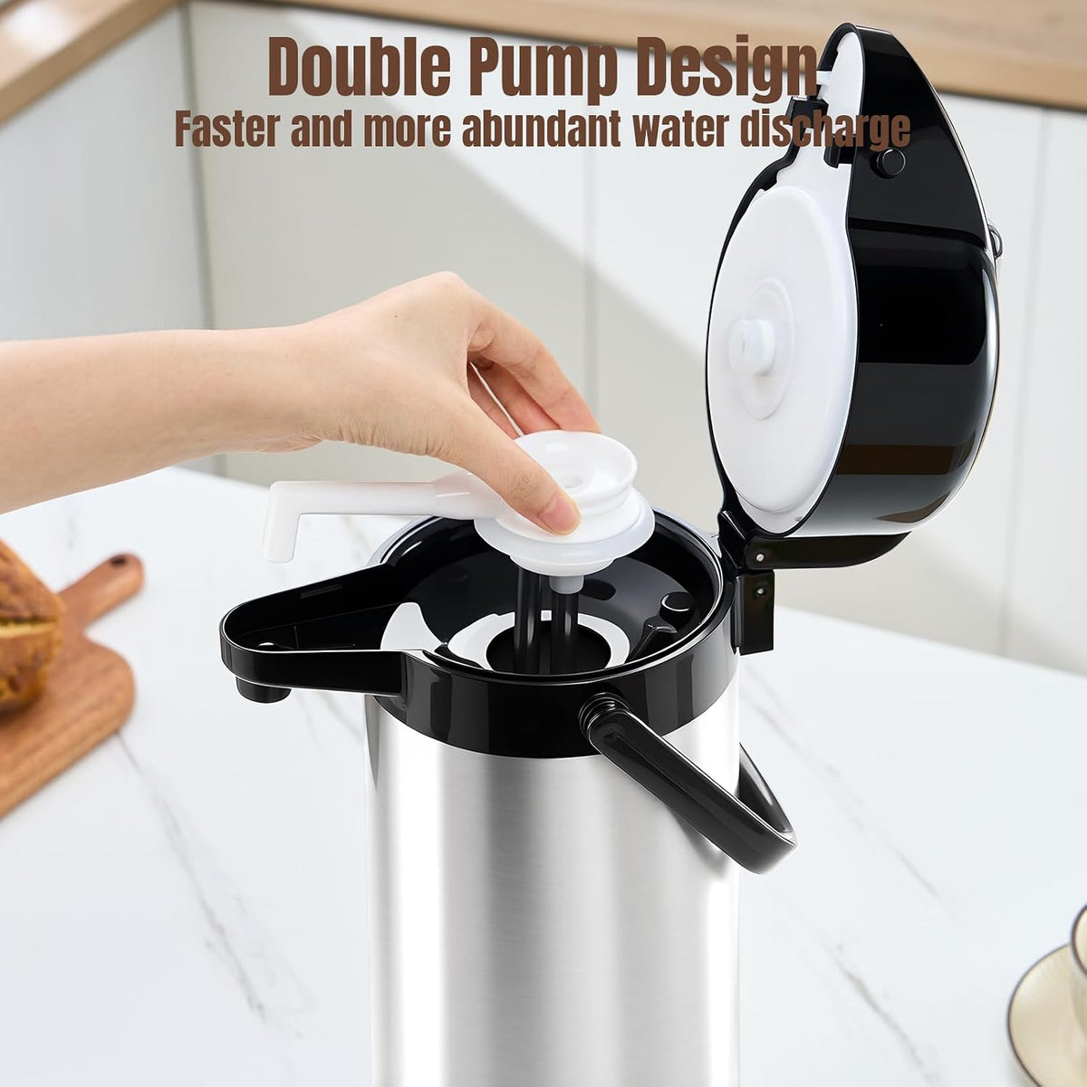 PARACITY Coffee Carafe With Pump, Stainless Steel Airpot Drink Dispenser