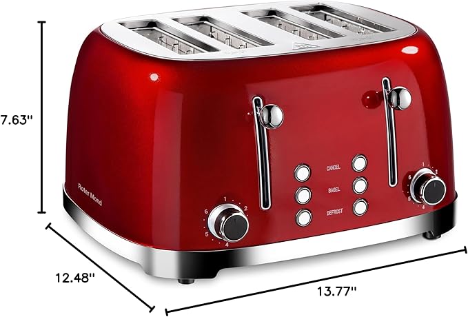 Roter Mond 4 Slice Toaster Retro Stainless Steel