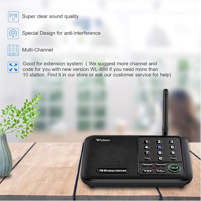 Wuloo Intercoms Wireless for Home 1 Mile Range 10 (2 Packs)