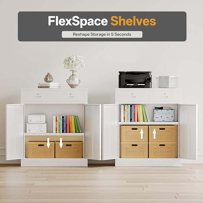 Metal Storage Cabinet with 2 Drawers 36" H