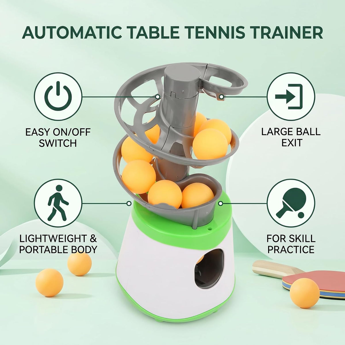 Vbestlife Automatic Machine for Beginners, 10 Balls Table Tennis Trainer Ball...