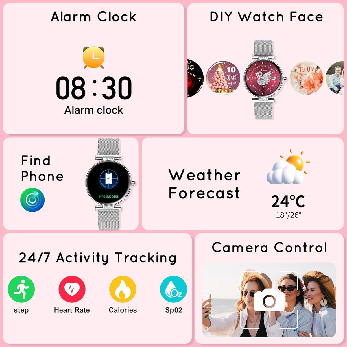Smart Watch for Women (3 Bands) 1.19“ AMOLED Bluetooth Call Fitness Tracker