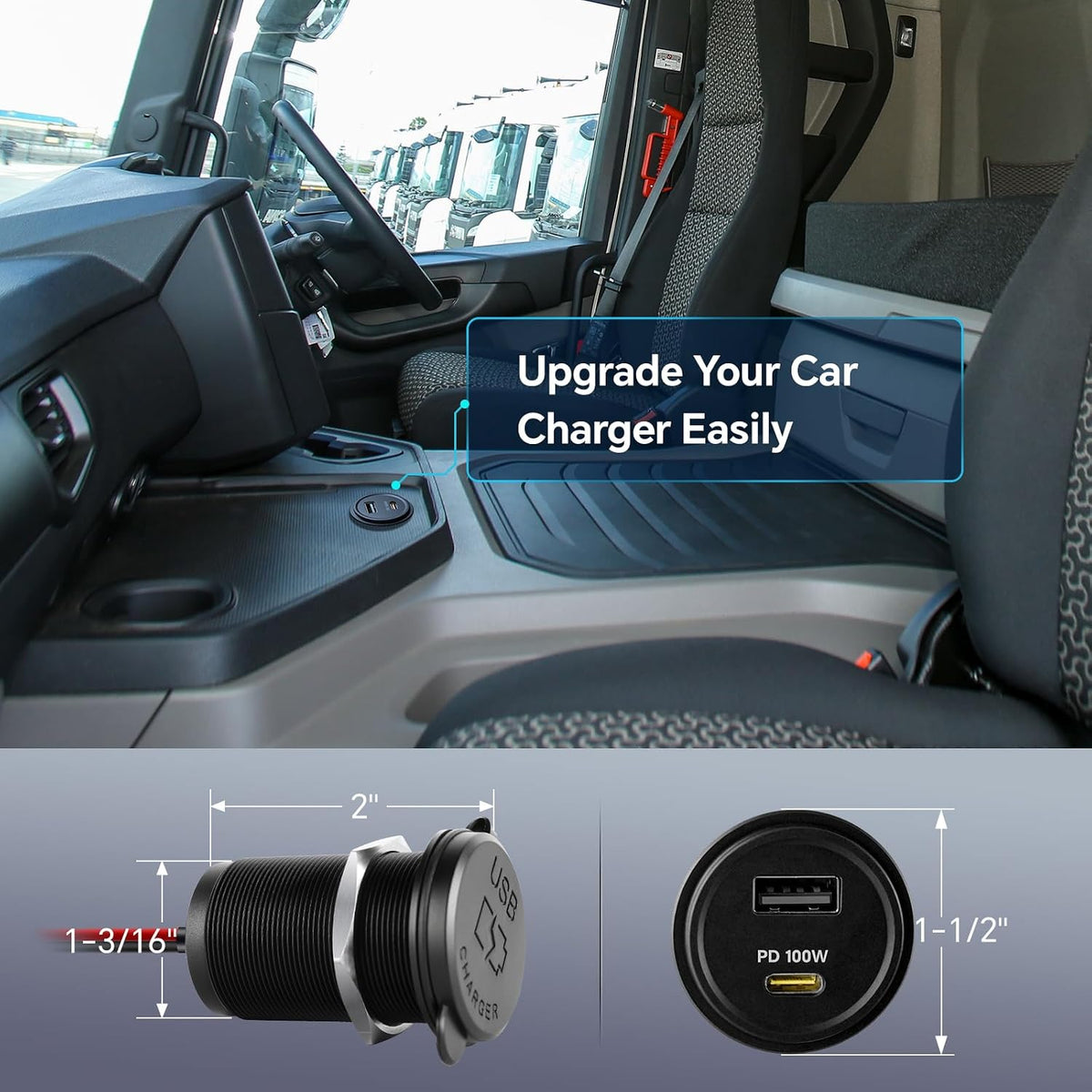 118W 12V USB Outlet, 100W Type-C PD3.0 Laptop Car USB C Socket