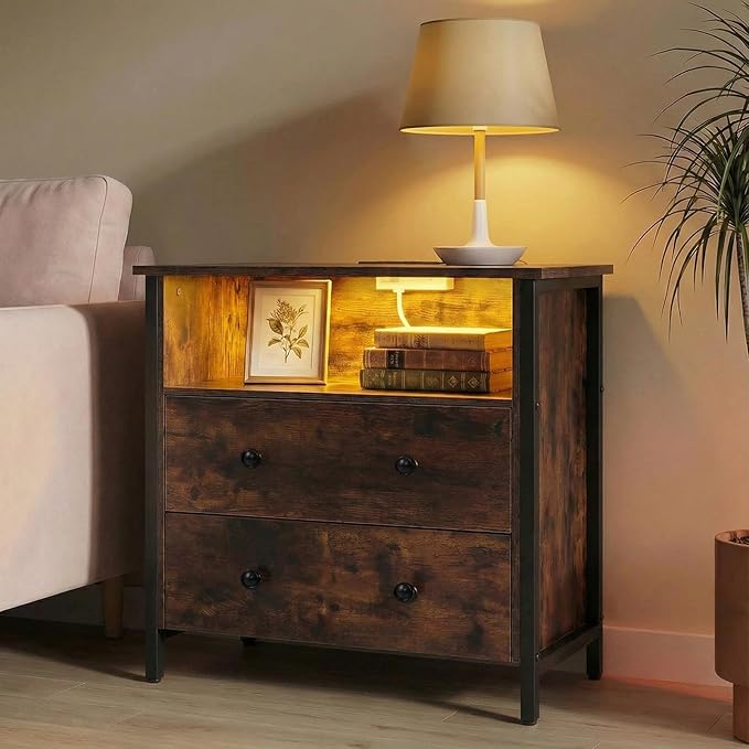 Tykacna 27 Inch Wide Night Stand, Large Wood Night Stand