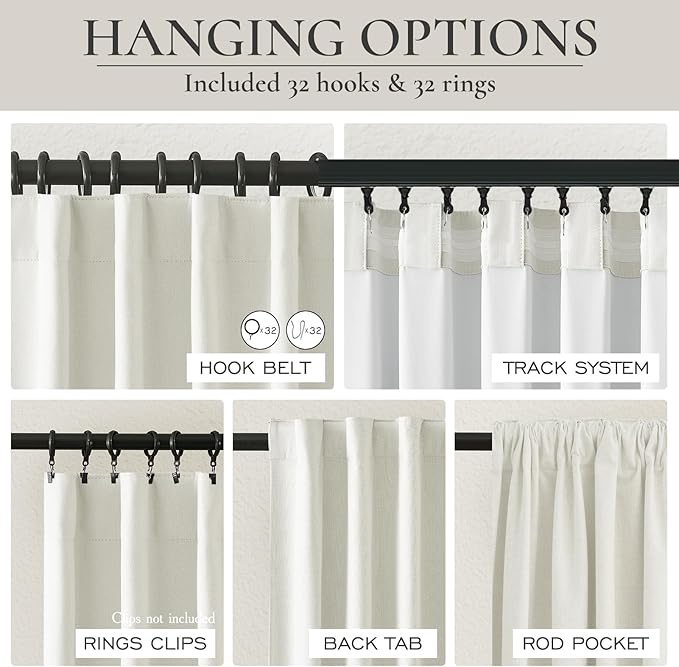 Pleated Beige Curtains 96 Inches Long 2 Panels Burg, Energy Efficient