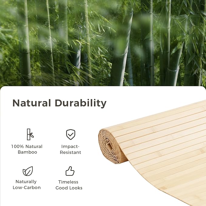 OUZUGIE 1 Pack 96x24 Inch Natural Bamboo Wall Panel – Carbonized Pole Wrap