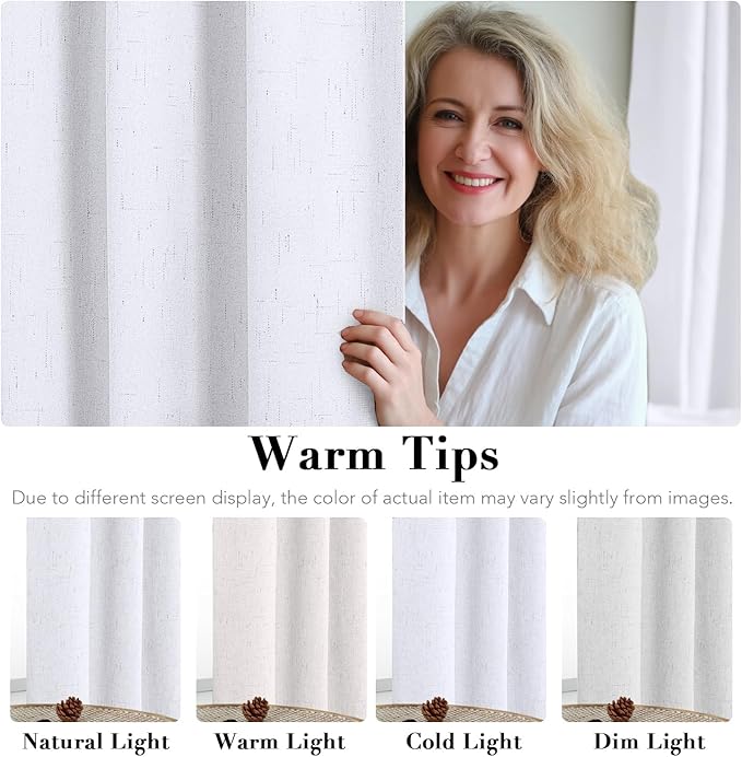 H.VERSAILTEX Linen Blackout Curtains 63 Inches Long 100% Blackout Thermal