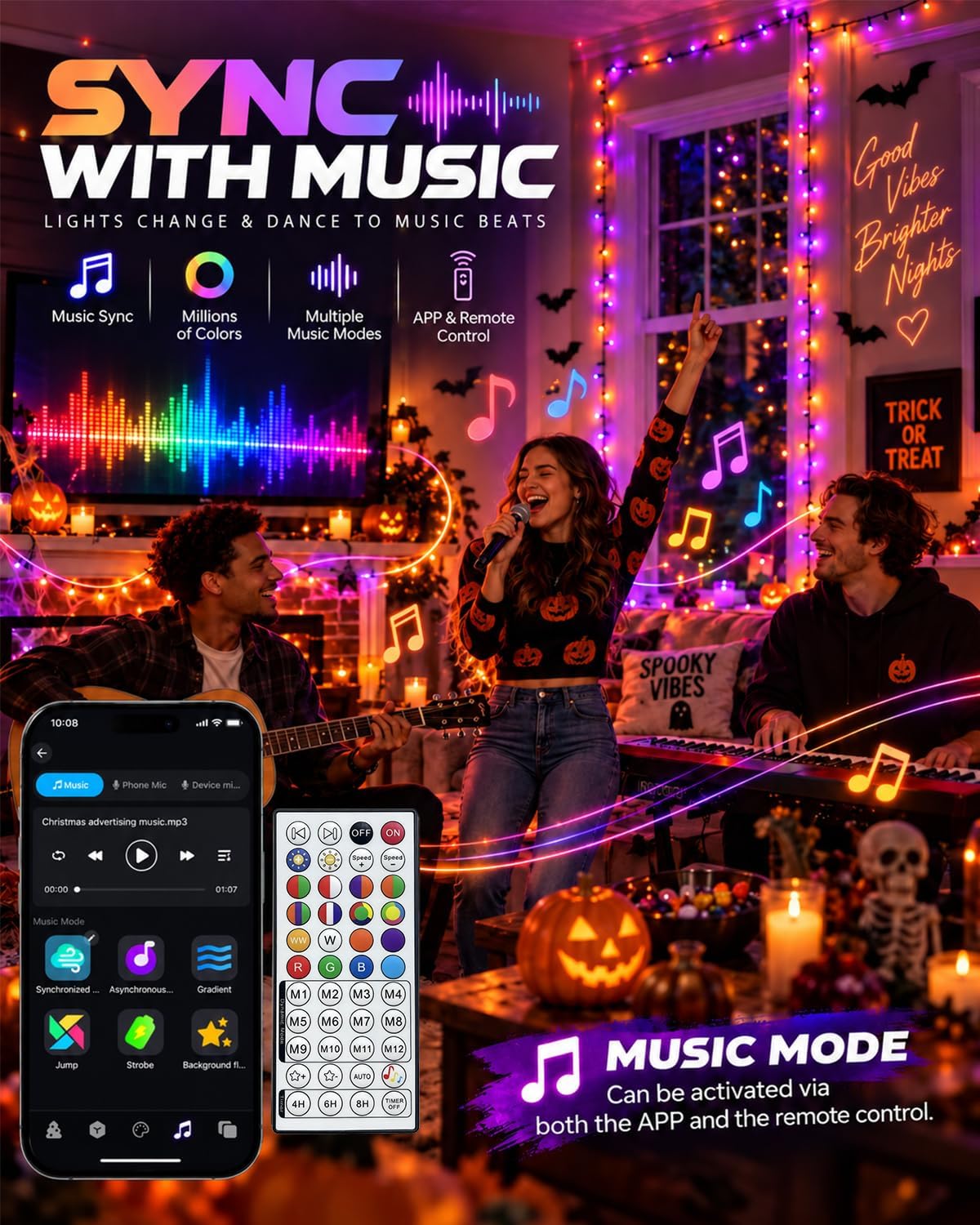 2Pack 400LED Smart Color Changing String Lights Halloween Lights App Remote