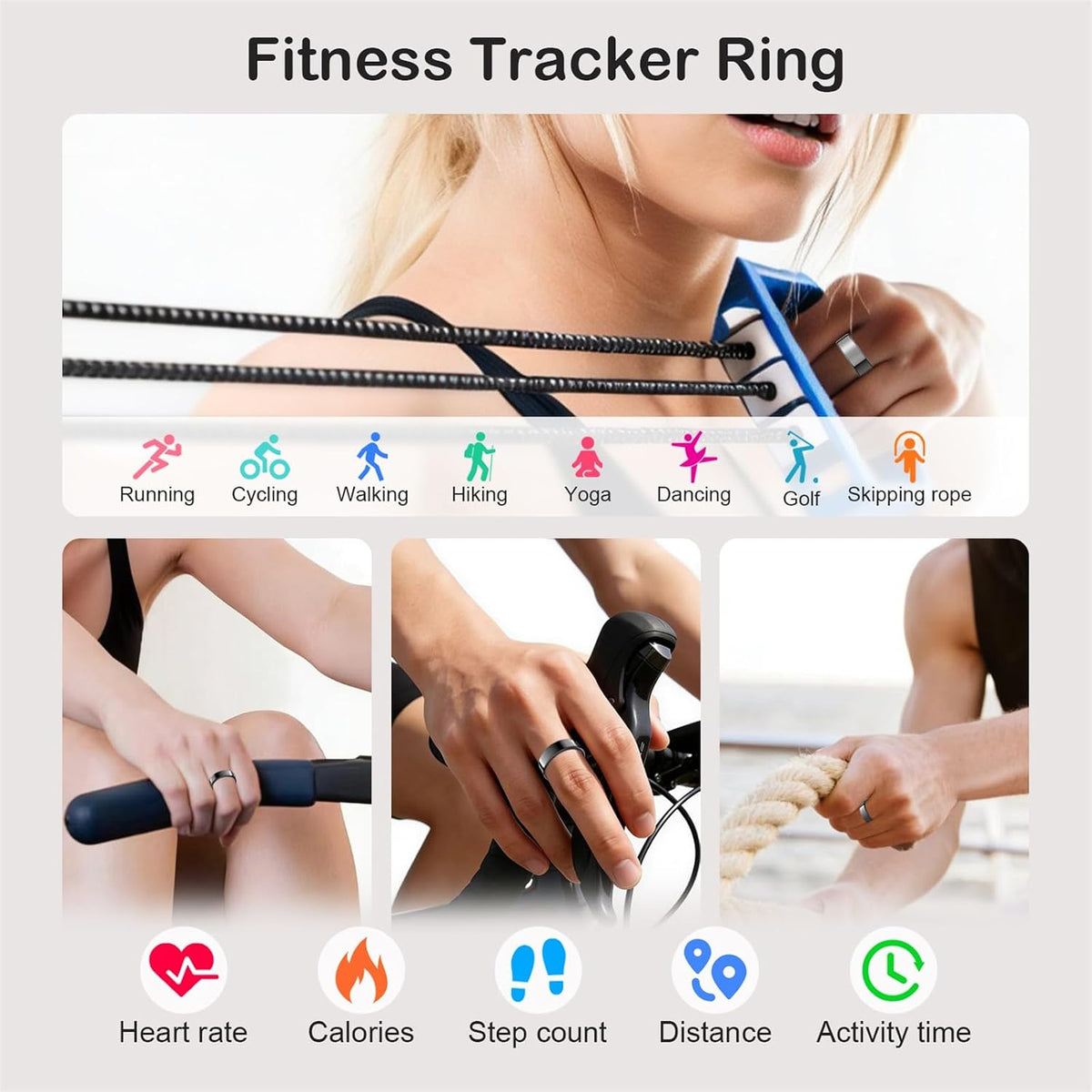 Smart Ring for Women Men, Sleep Activity Health Tracking Ring, Black 11