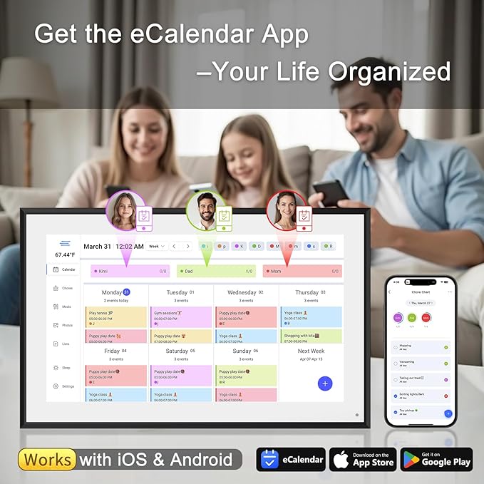 10.1 Inch Smart Digital Calendar & Chore Chart Full HD Touchscreen Displa...