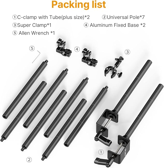 JUSMO LS15 Pro Camera Desk Mount, Aluminum Overhead Camera Mount Rig, Table