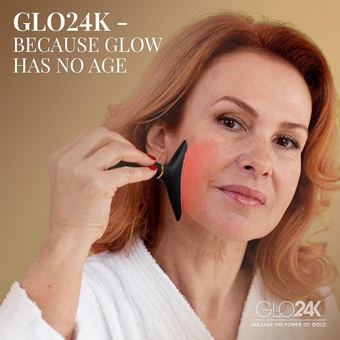 GLO24K Red Light Beauty Device for Face & Neck – 2-Pack, 3-in-1 Facial an...