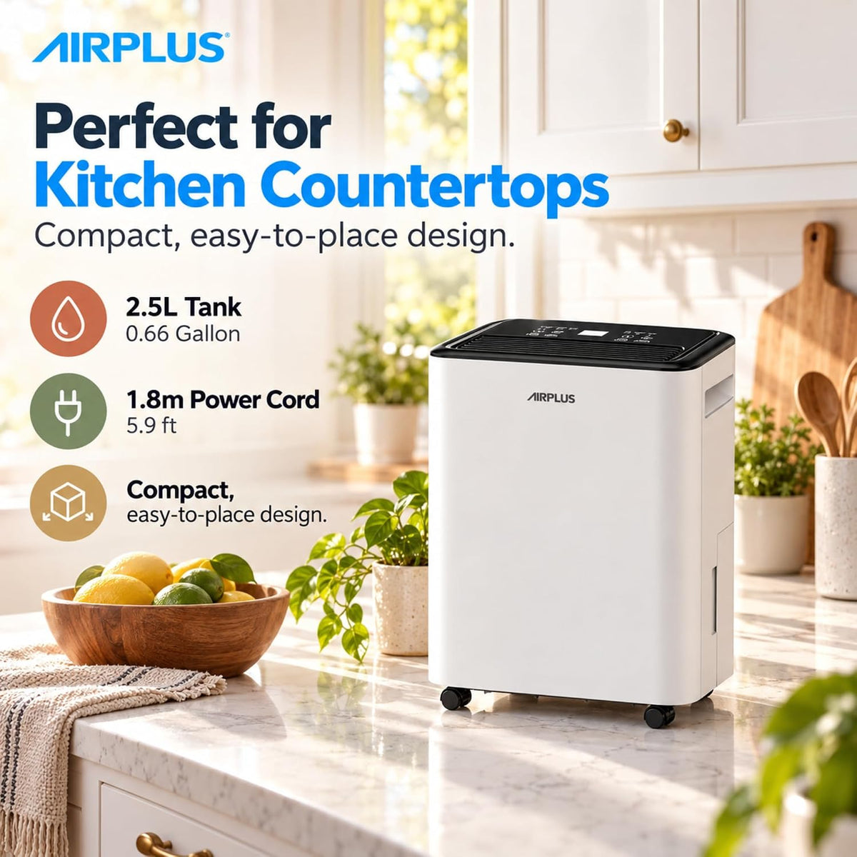 AIRPLUS Max 26 Pint Small Dehumidifier for Home Bedroom up to 1500 Sq Ft
