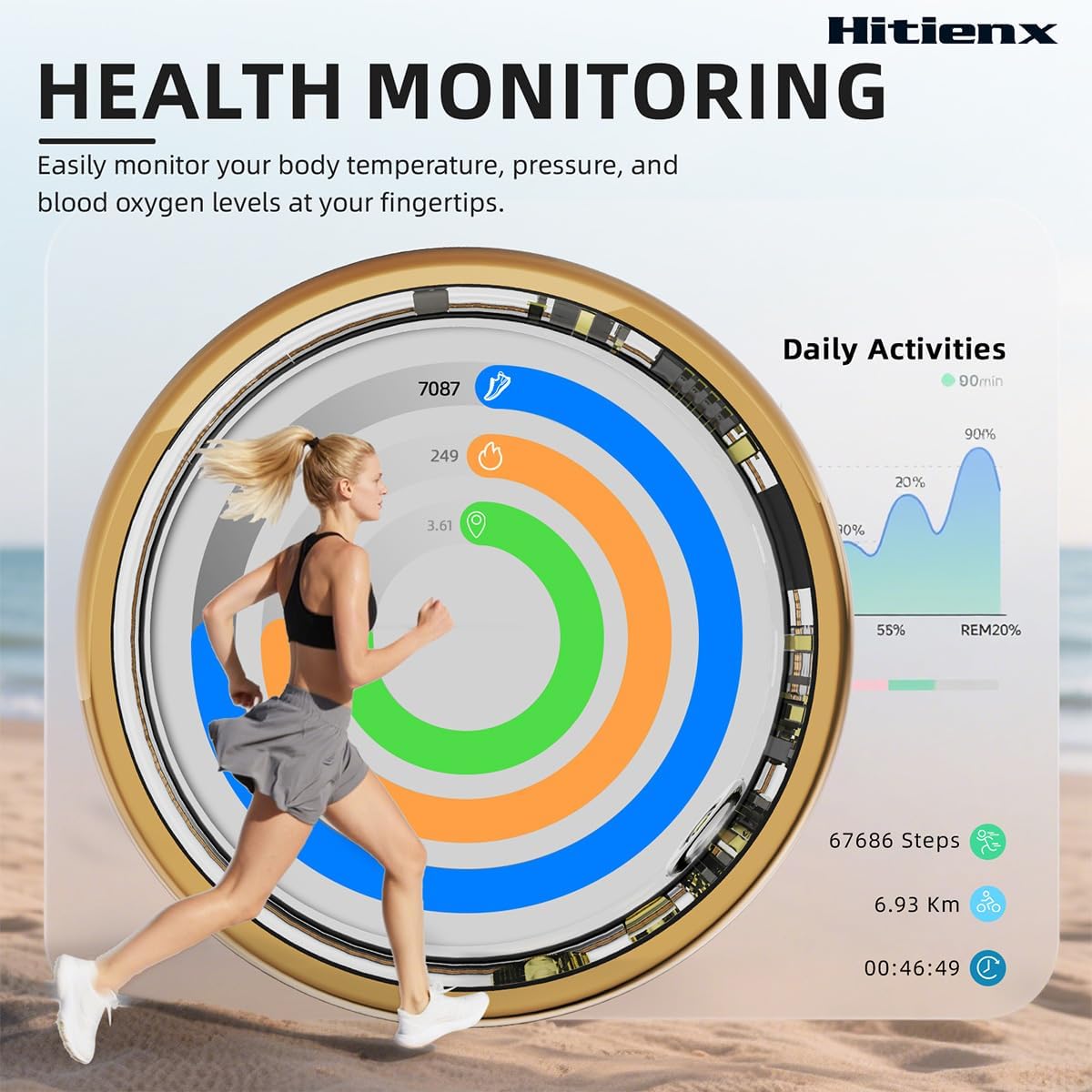 Smart Ring 3 for Women & Men, Sleep & Fitness Tracker (Silver, 9)