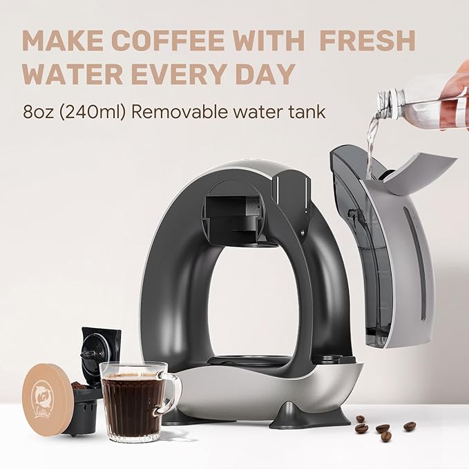 Single Serve Coffee Maker, Fast Brew in 2 minutes, Stylish＆Compact Design