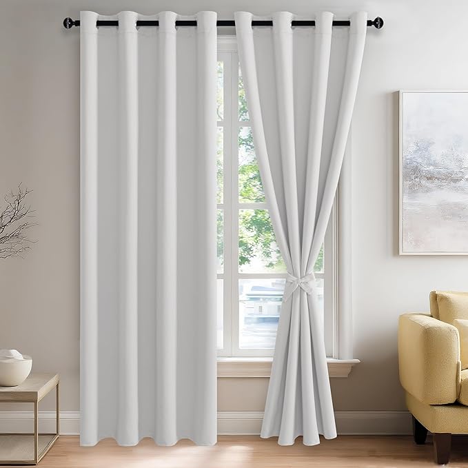 JIUZHEN Blackout Curtain with Tiebacks-Thermal Insulated and Light Blocking
