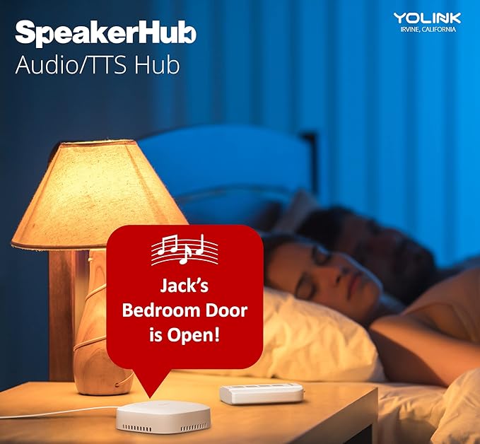 YoLink LoRa Smart Door Sensor Starter Kit: SpeakerHub Audio Hub & Door Se...