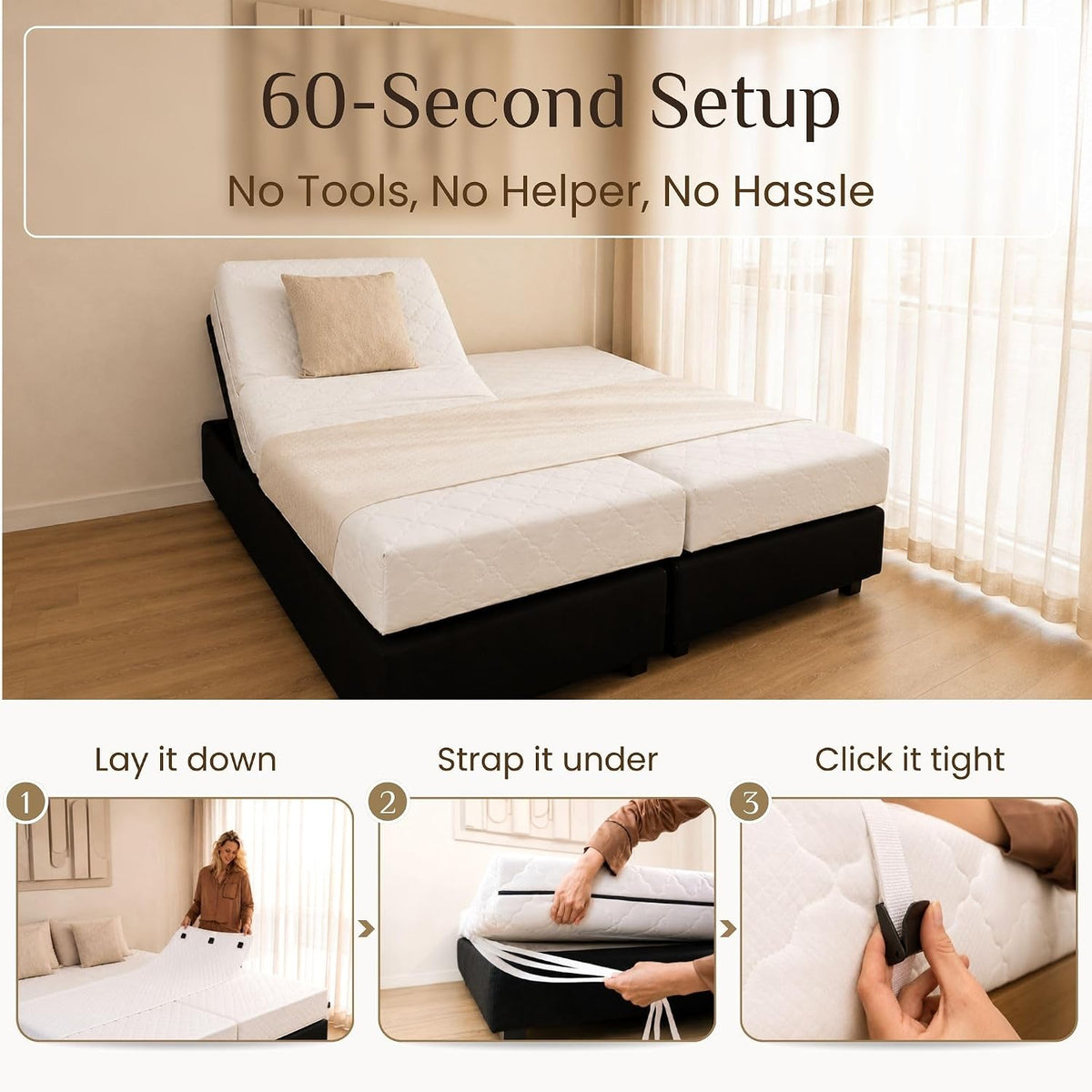 Bedbinder Deluxe Bed Bridge, Split King Gap Filler for Adjustable Bed