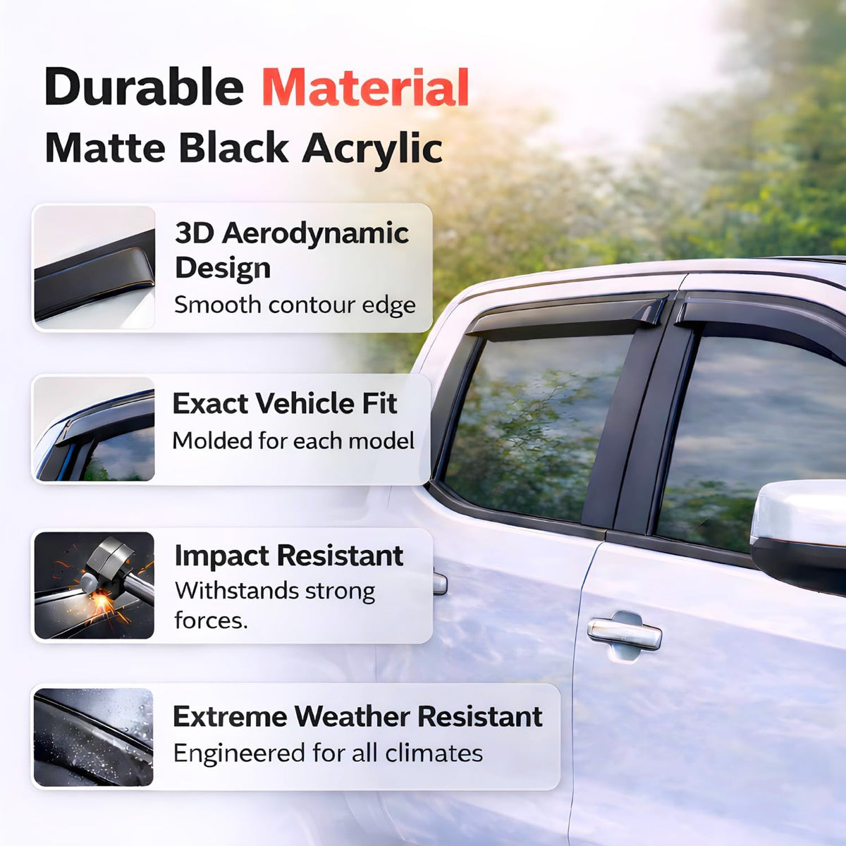 Rain Guards Window Visors for 2016-2021 Honda Civic Sedan