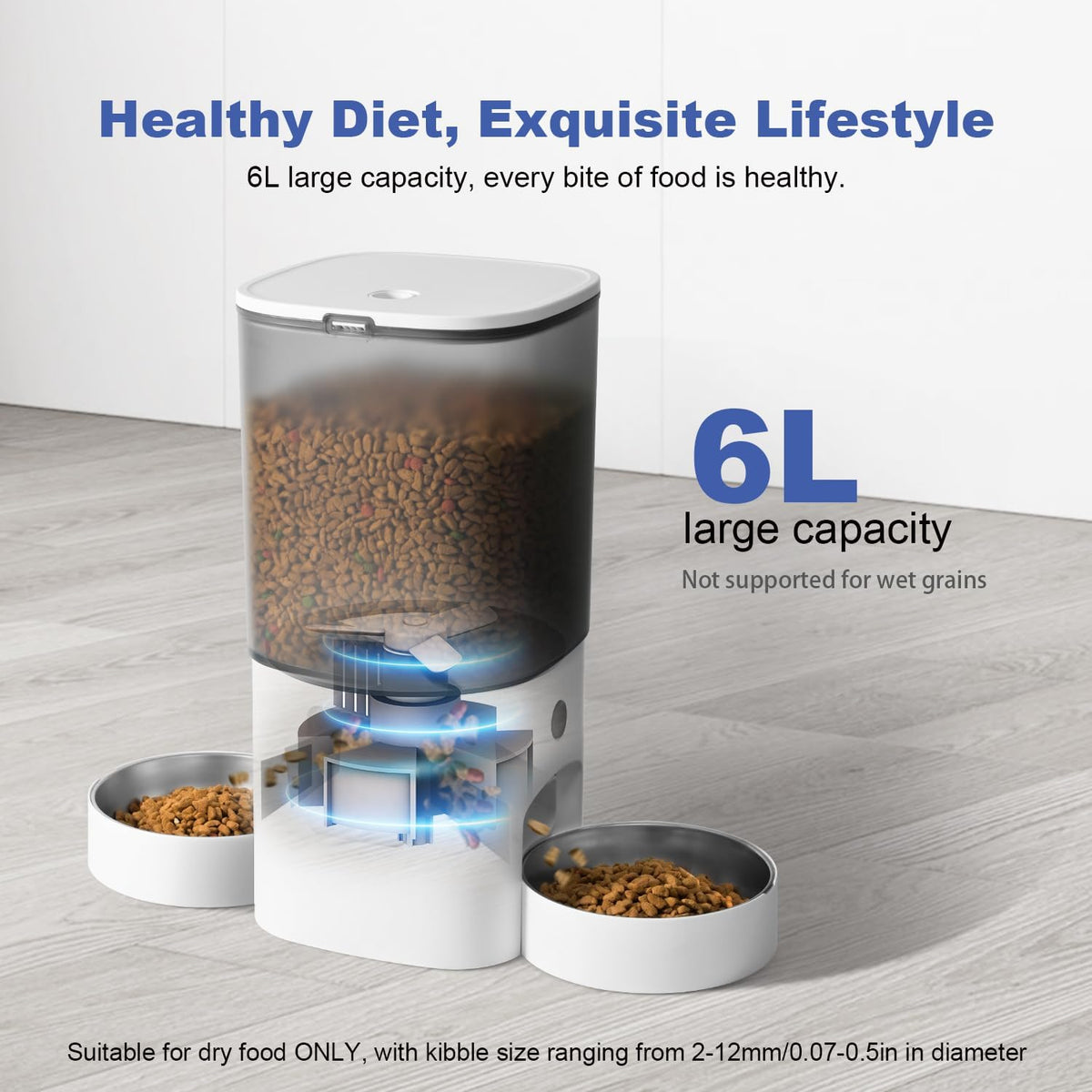 6L Automatic Cat Feeder, 2 Pets Timed Cat Dry Food Dispenser