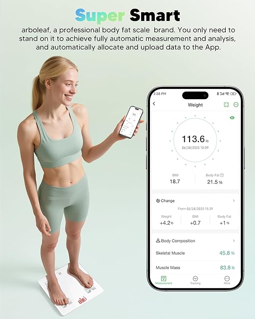 arboleaf Smart Scale for Body Weight and Fat, Body Composition Analyzer