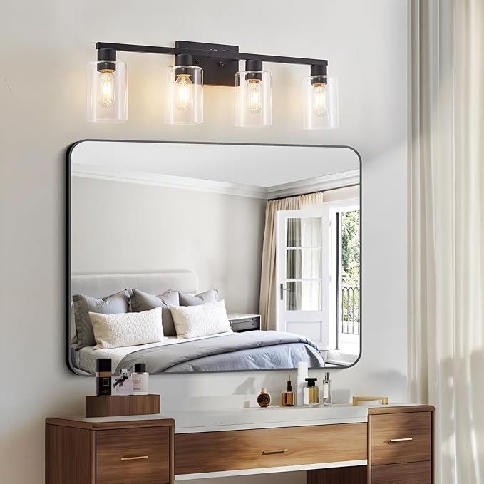 SOPEAS 4 Light Bathroom Vanity Light Fixtures, Bathroom Lighting Fixtures Over