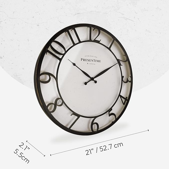 Presentime & Co 21" Farmhouse Series Wall Clock, Vintage Style, Retr...