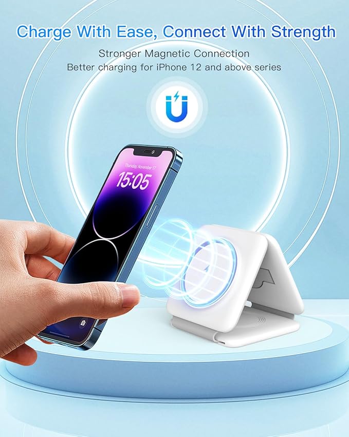 Charging Station for Apple Multiple Devices - 3 in 1 Foldable Magnetic Wireless