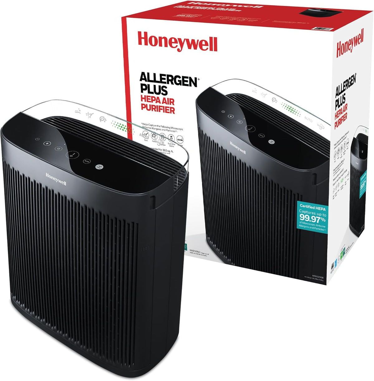 Honeywell HEPA Air Purifier for Home and Large 1700 ft² Rooms, Black
