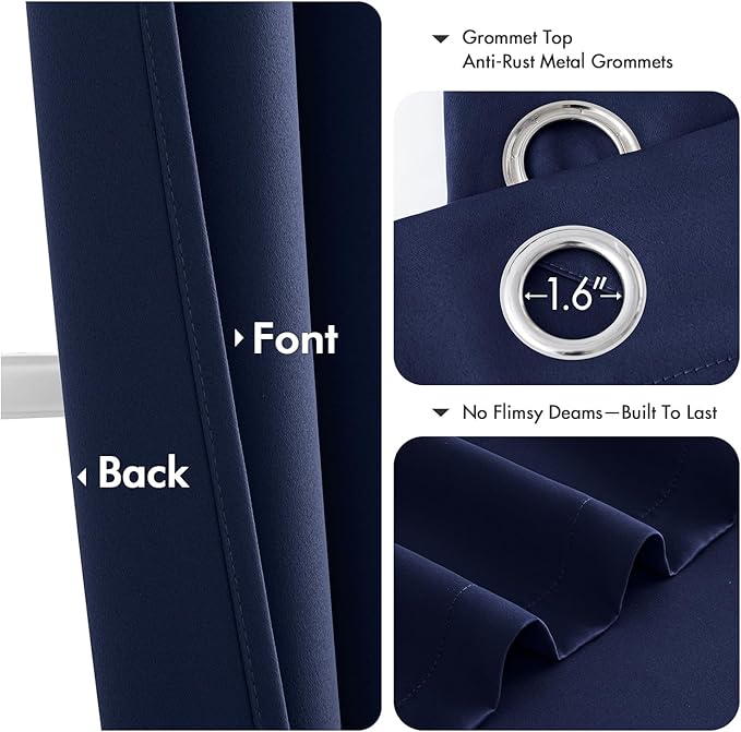 MIULEE Navy Blue Blackout Curtains