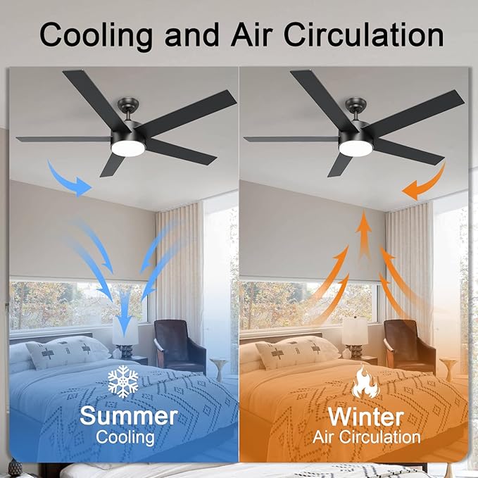 POCHFAN 60 Inch Black Ceiling Fans