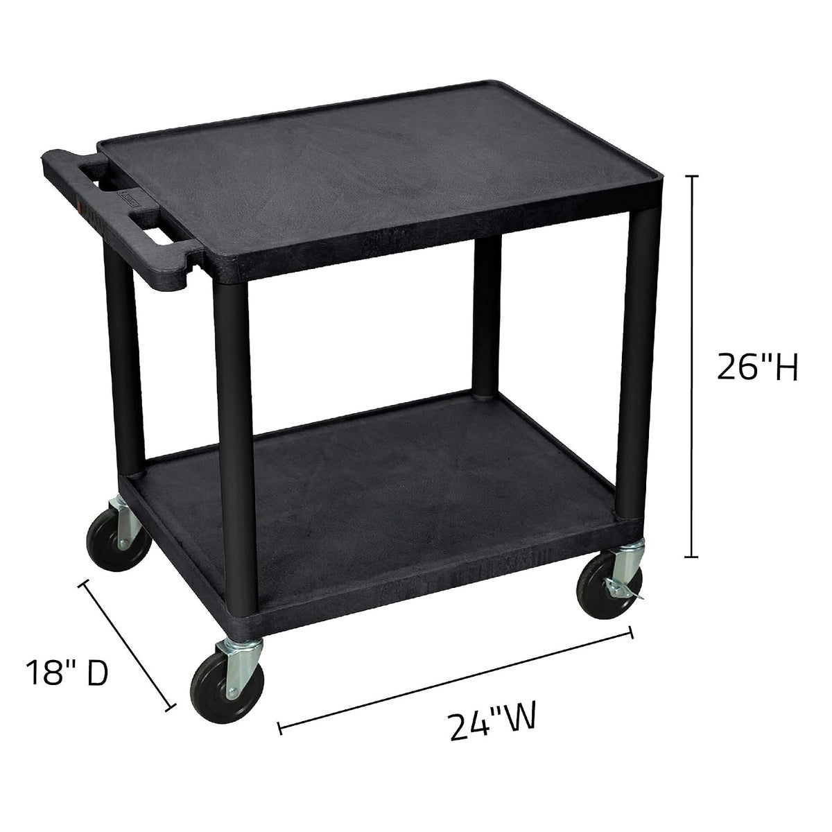 Luxor 26" H Black 2 Shelf A/V Multipurpose Utility Cart