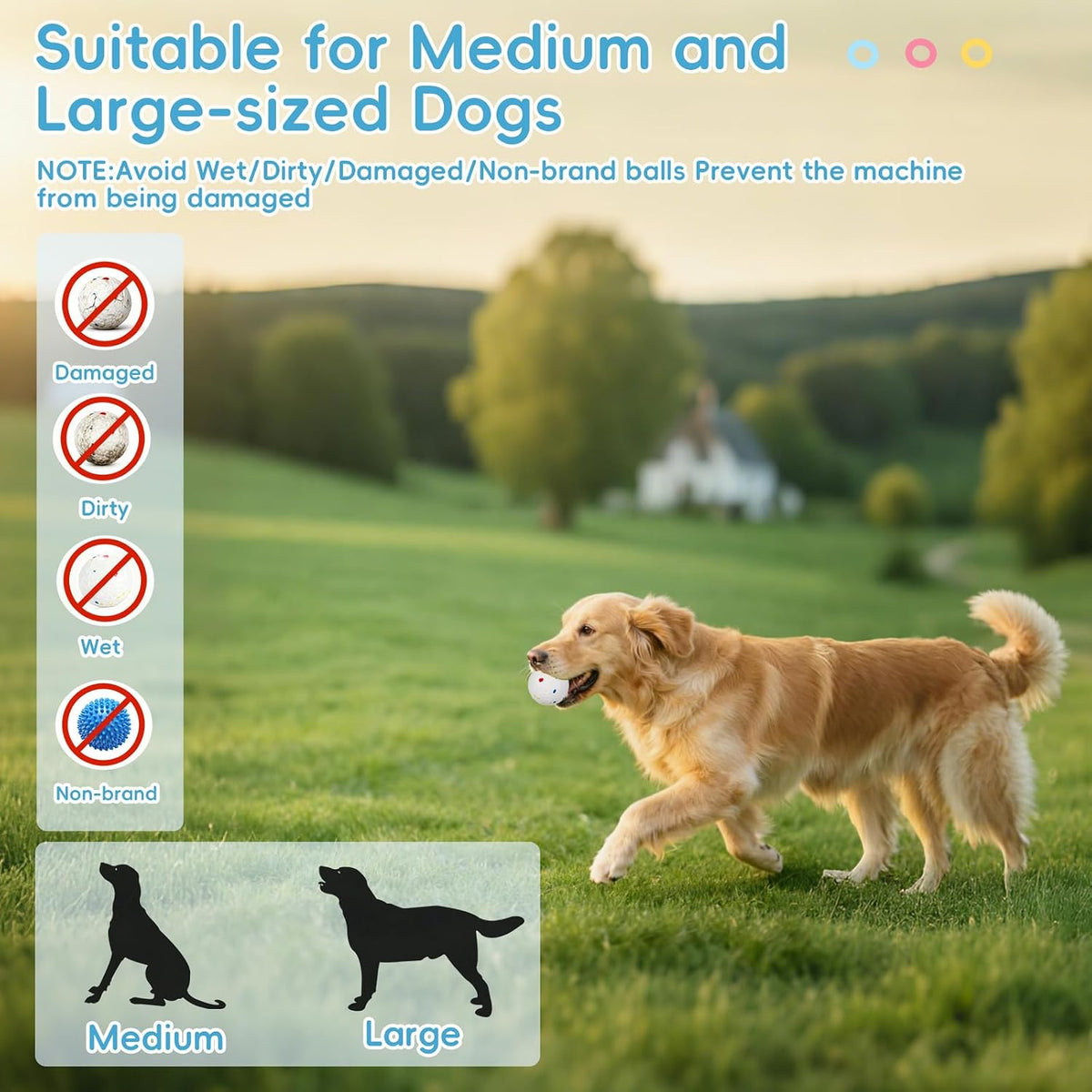 FAHKNS Automatic Ball Launcher for Large Dogs: 40/60/80FT Distance Dog Ball T...
