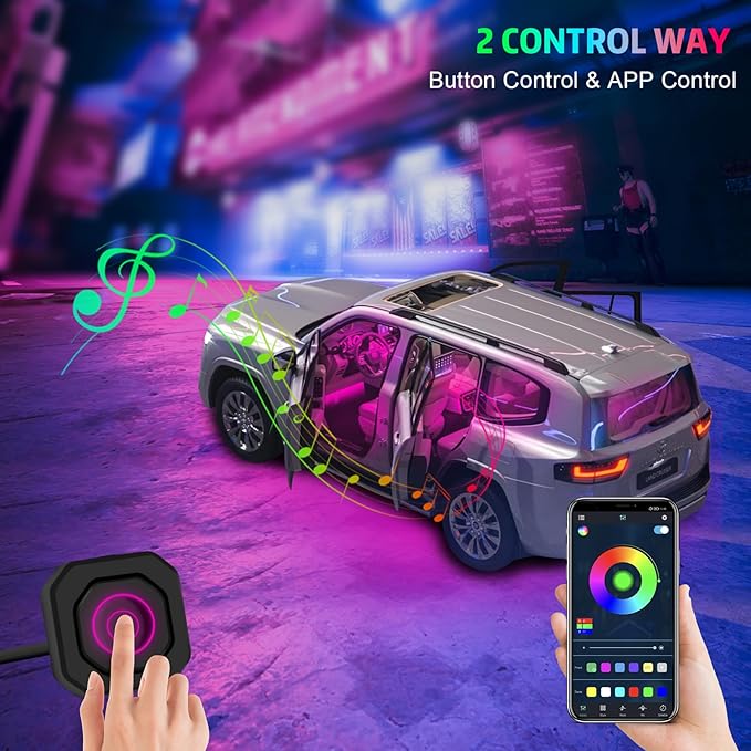 Interior Car LED Strip Lights, AMKI Acrylic LED Lights RGB 10 in 1