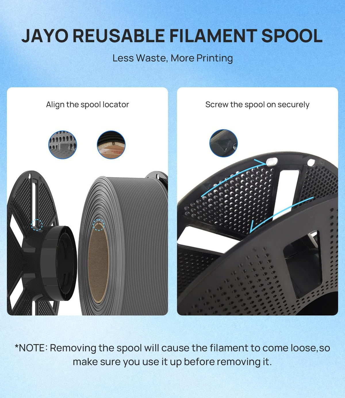 JAYO PLA Plus (PLA+) 1.75mm Filament 4 Colors Bundle, 1.1kg Reusable Spool