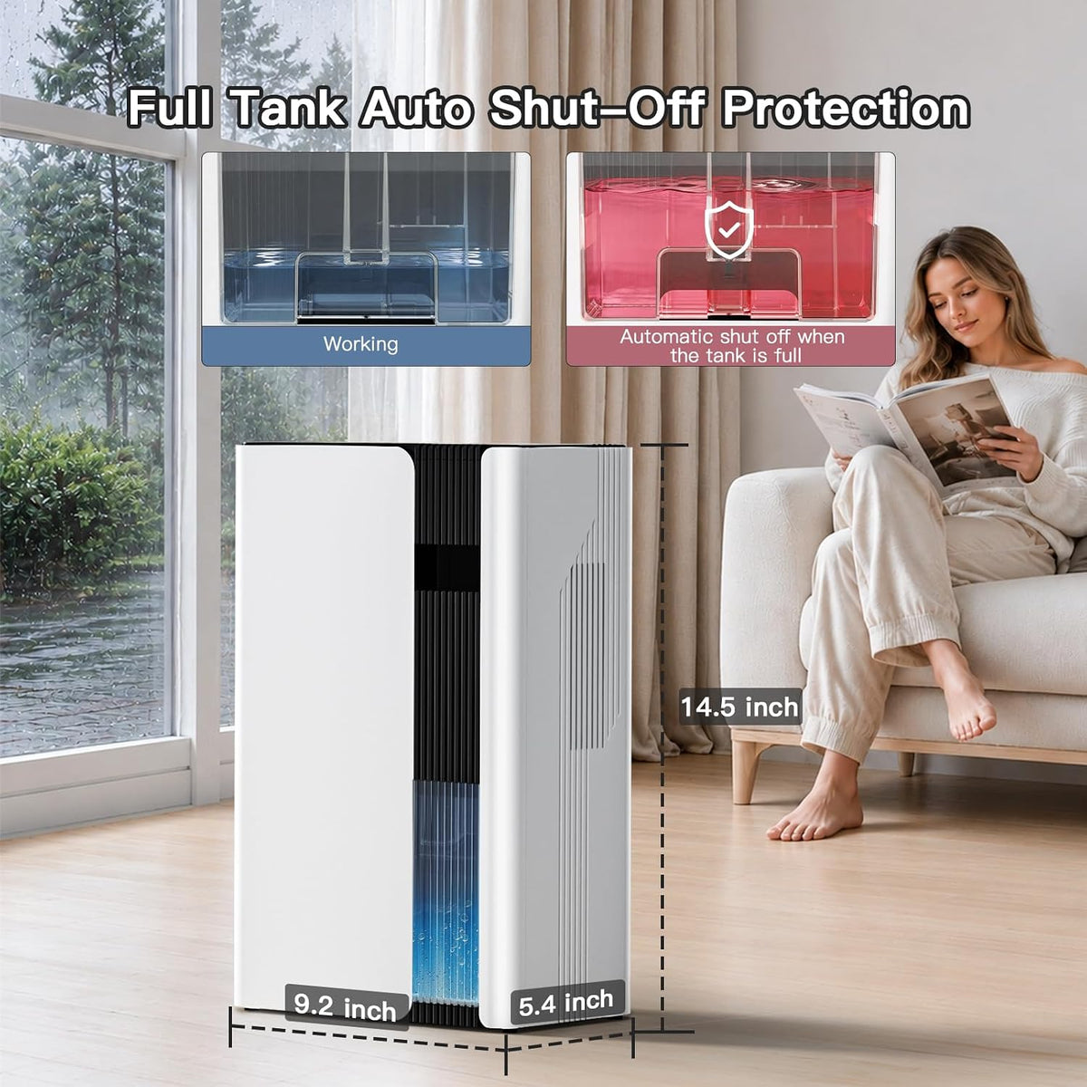 Small Dehumidifier for Bedroom, Quiet 102oz Tank for Small Rooms