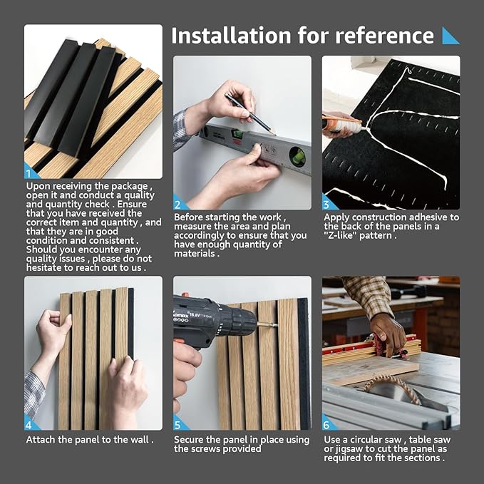 Art3d 4 Pack 47.2 x 23.6in. Wood Slat Acoustic Panels