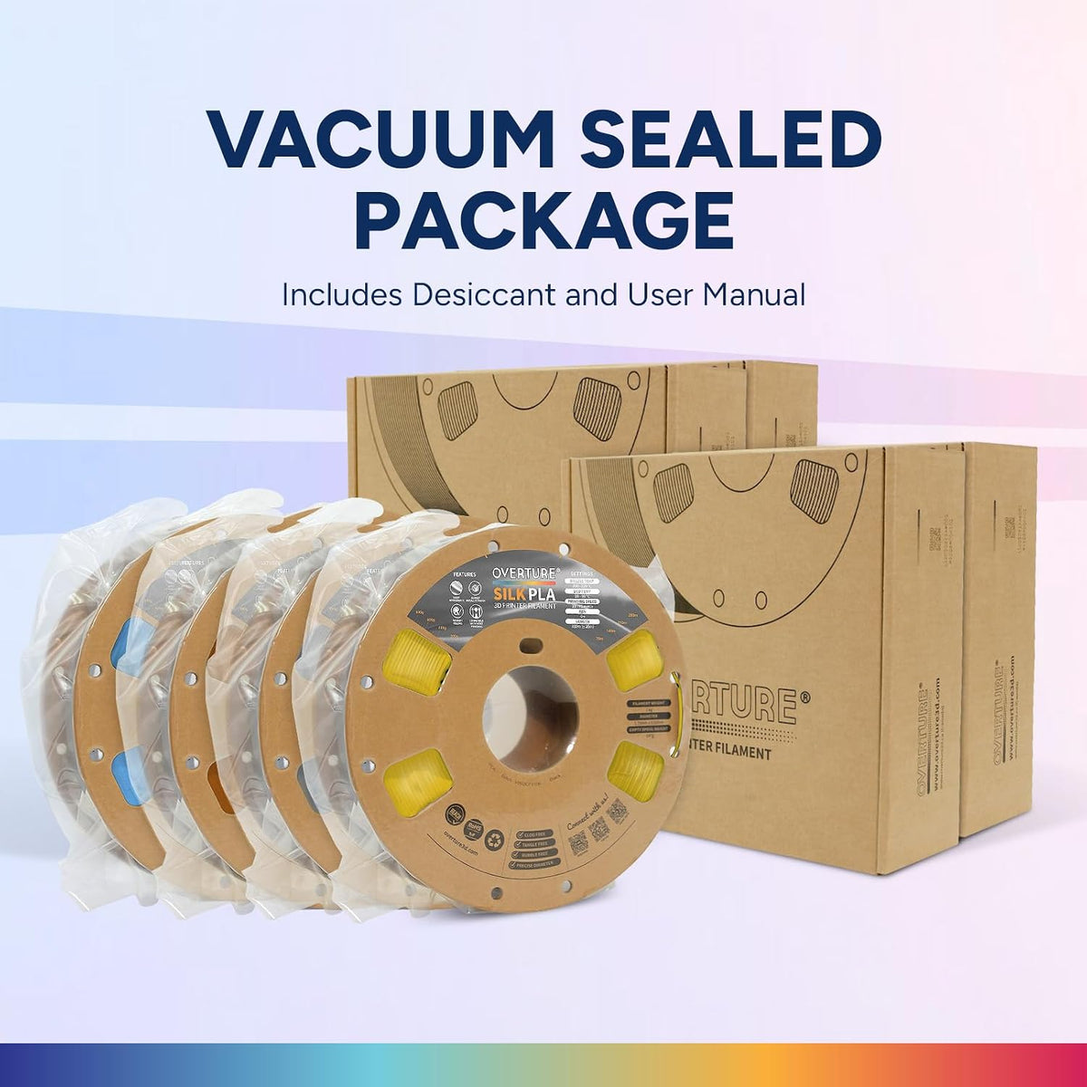 OVERTURE 4KG Bundle Silk PLA Filament 1.75mm, Metallic Shine 3D Printer Filament