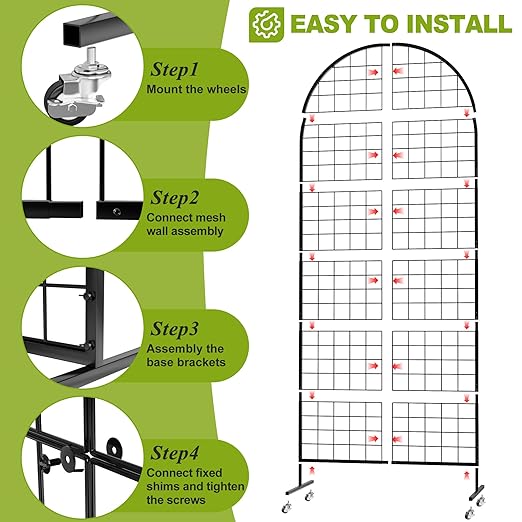VGMiu Grid Wall Panel 1PCS Display Stand 2.6' x 5.8' FT Black Grid Wa...