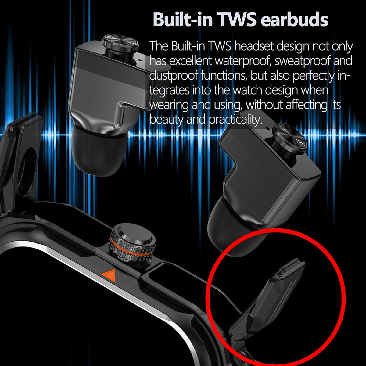 Military Smart Watch with Earbuds for Men and Women,2'' Tactical Disp...