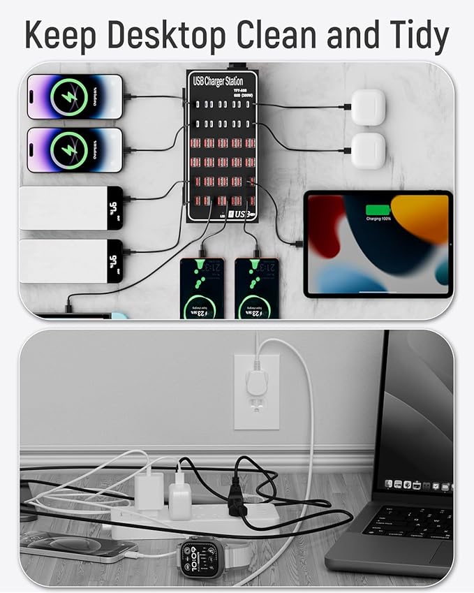 60 Port 300W USB Charging Station, Desktop Charging Station