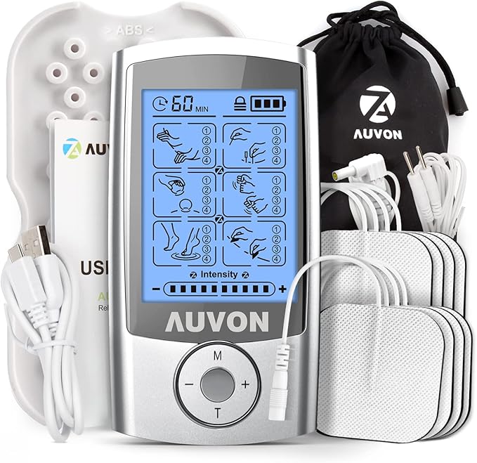 AUVON Rechargeable TENS Unit Muscle Stimulator, 24 Modes 4th Gen TENS Machine